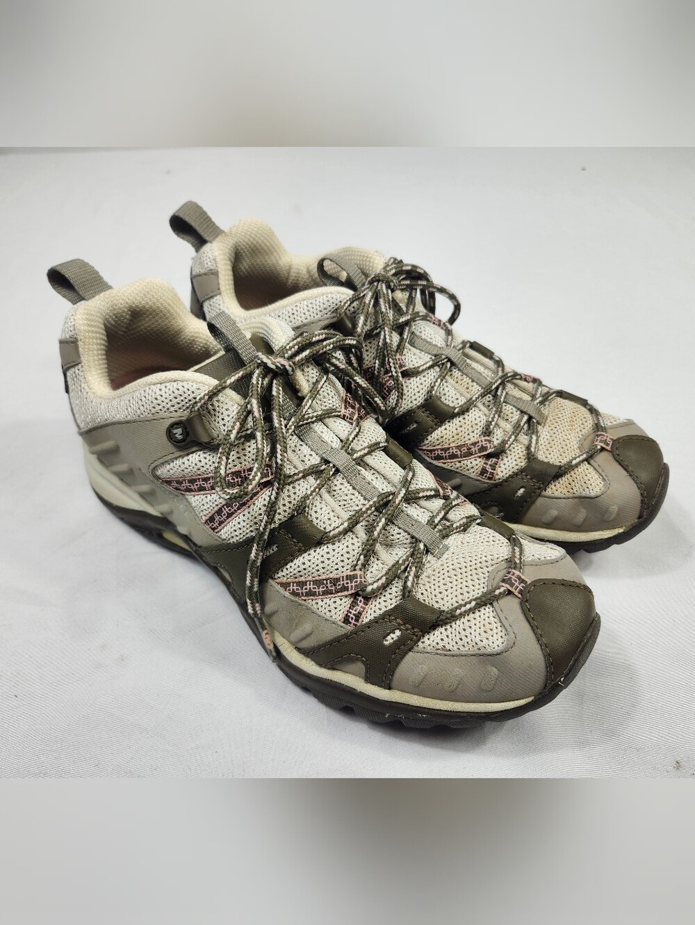 Merrell Women's 8.5 M Beige and Olive Trail Running Shoes
